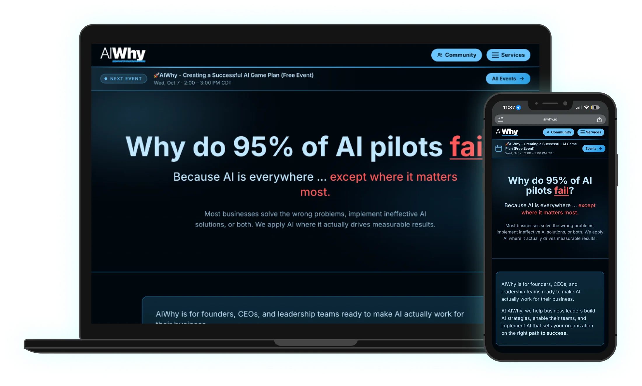 AIWhy.io on laptop and phone