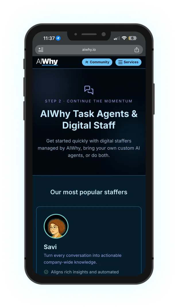 AIWhy Digital Staff on mobile