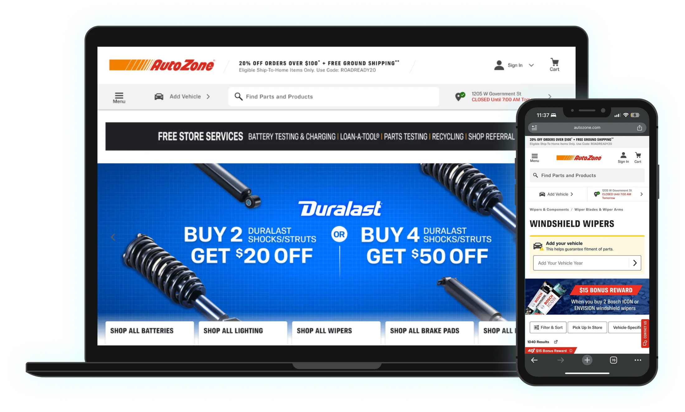 AutoZone.com on desktop and phone
