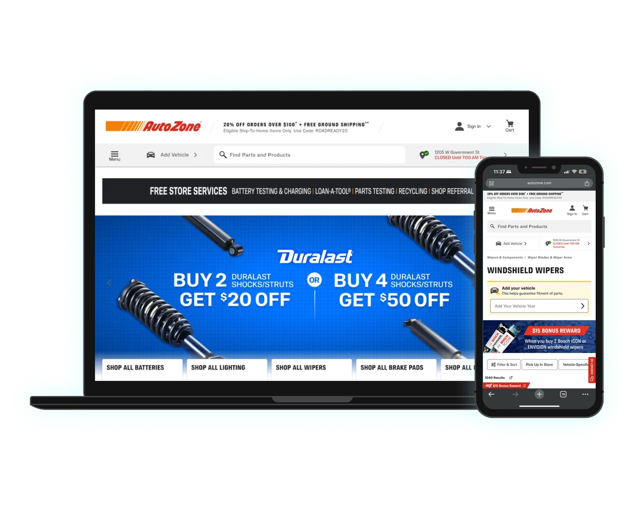 AutoZone.com on desktop and phone