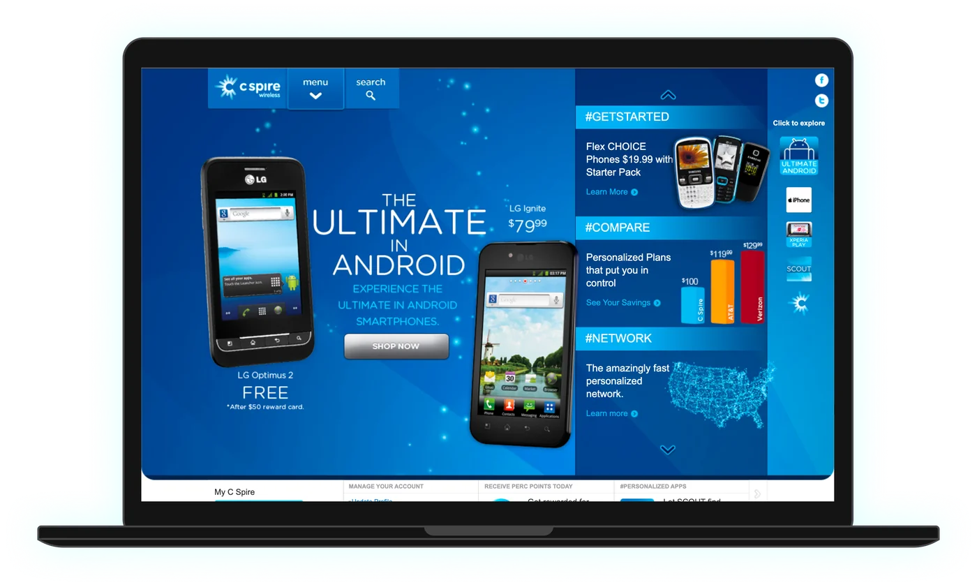 C Spire home page, 2012 redesign
