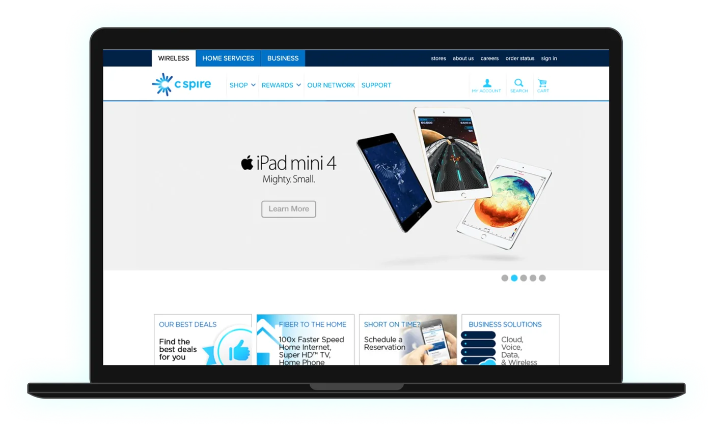 C Spire home page, 2015 redesign