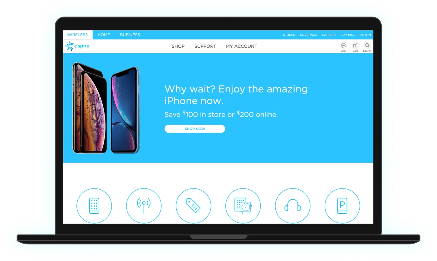 C Spire home page, 2018 redesign
