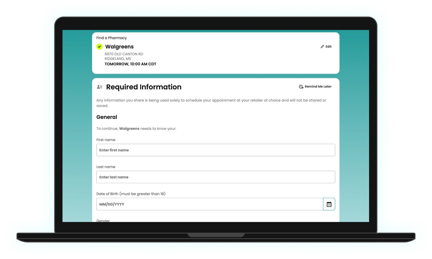 2026 redesign: Entering your information