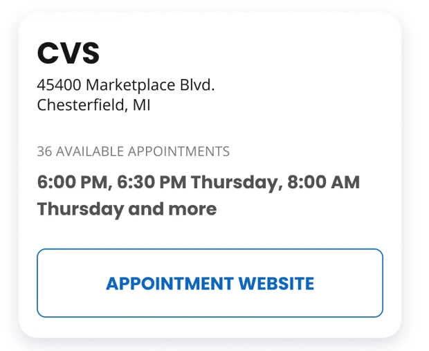 Pharmacy card, Level 2.5: Time slots, one booking link